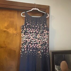 LOFT Blue and Pink Sleeveless Midi Sundress